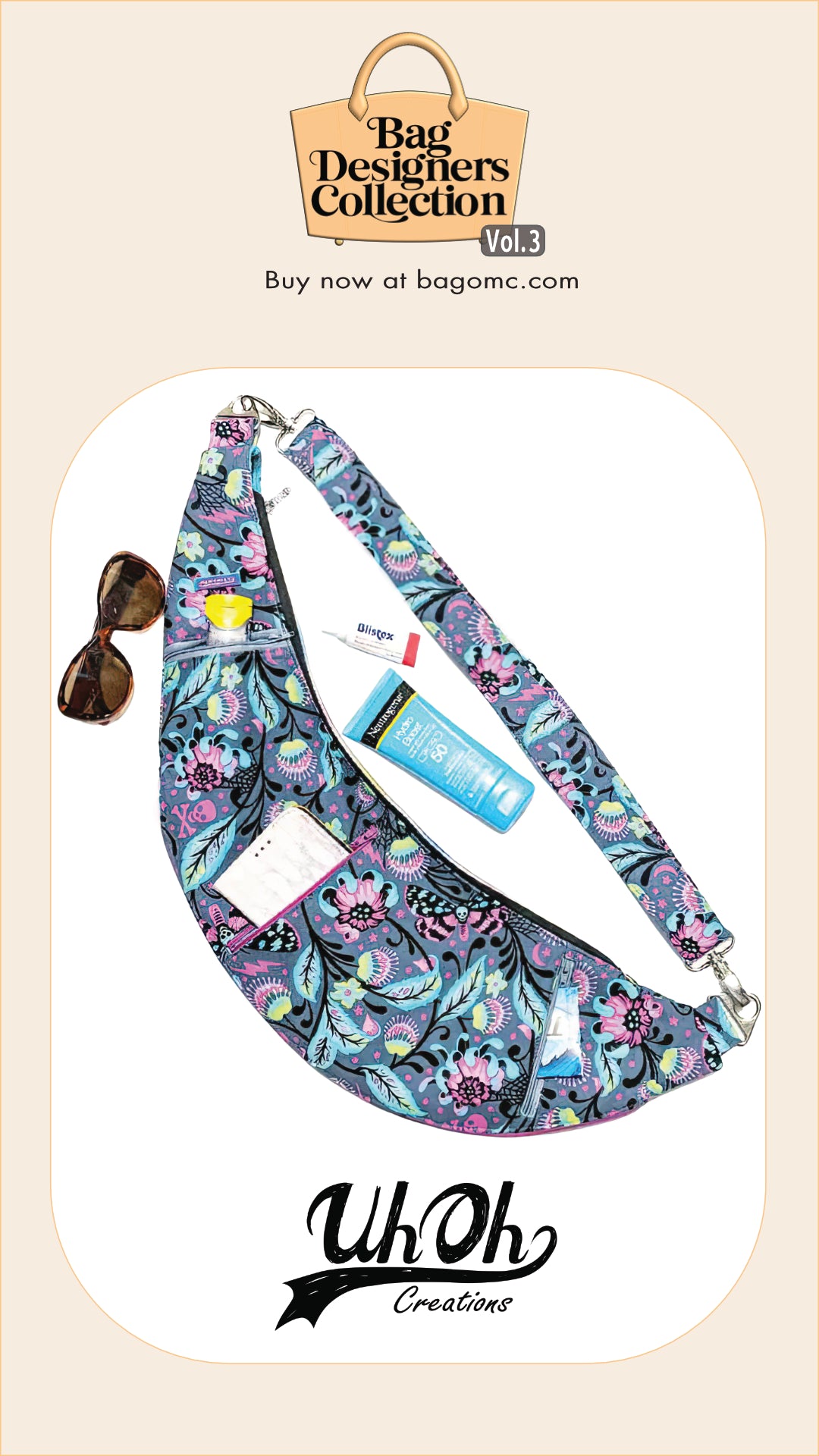 Logan Sling Bag pattern by UhOh Creations included in the bag designers collection